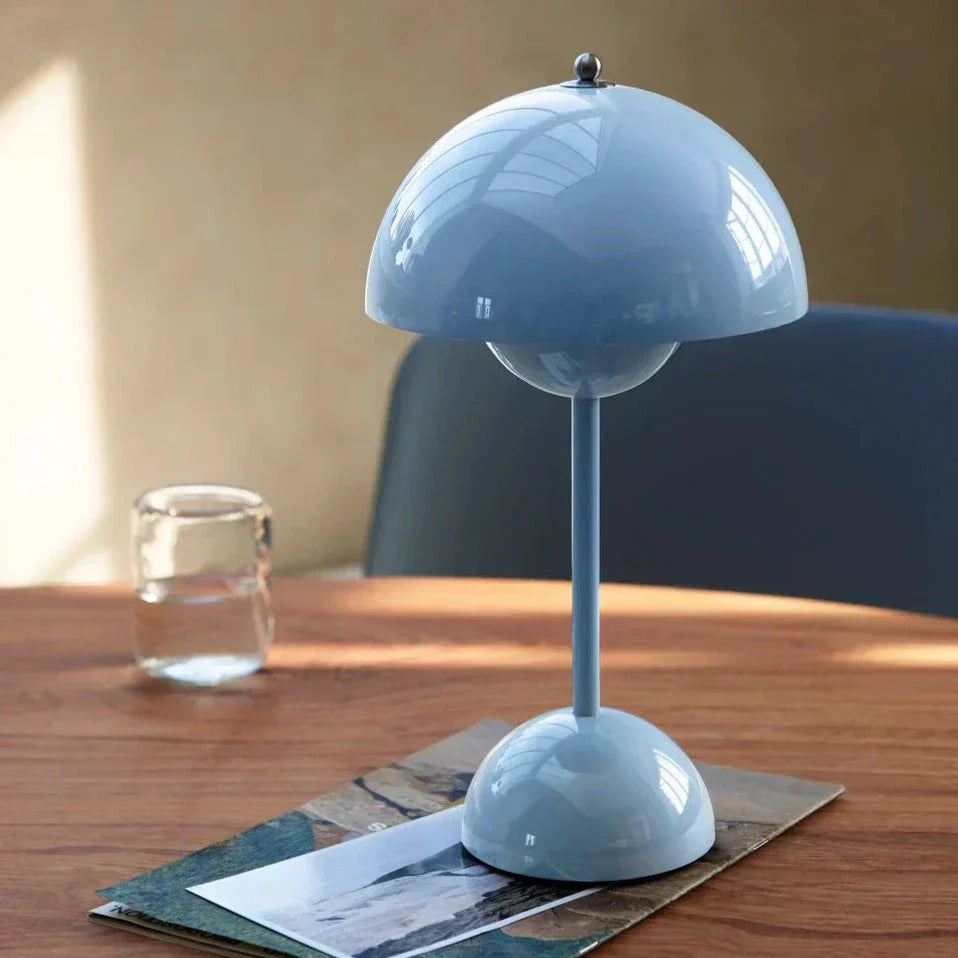 LunaGlow - Cordless LED table lamp with unique retro umbrella design